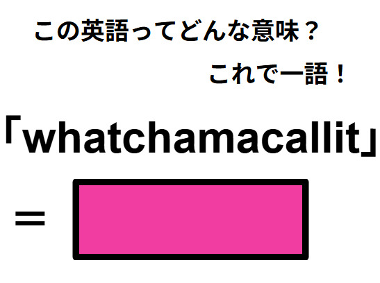 この英語ってどんな意味？「whatchamacallit」