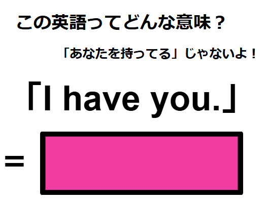 この英語ってどんな意味？「I have you.」