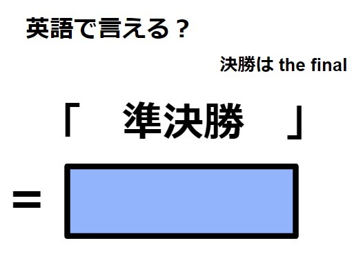 英語で「準決勝」は何て言う？