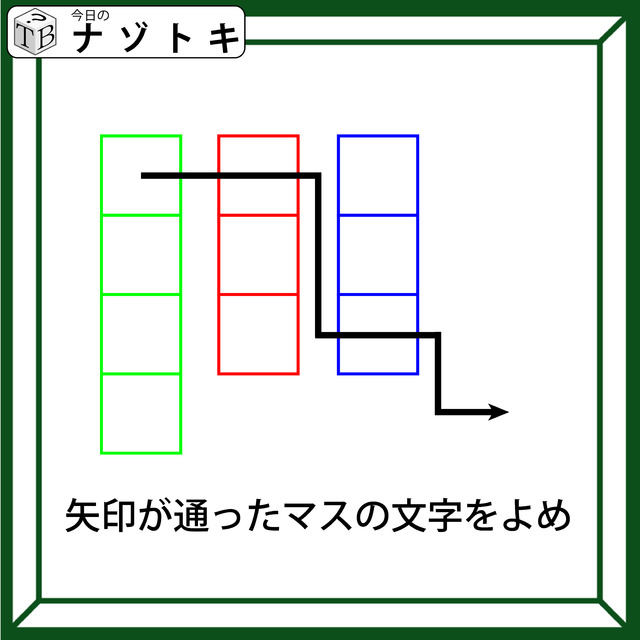 クイズです！「矢印が通ったマスの文字をよめ」解けたと思って油断しないでね！【難易度LV４.・辛口】