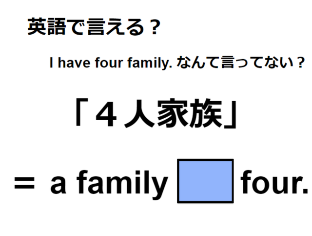 英語で「４人家族」は何て言う？