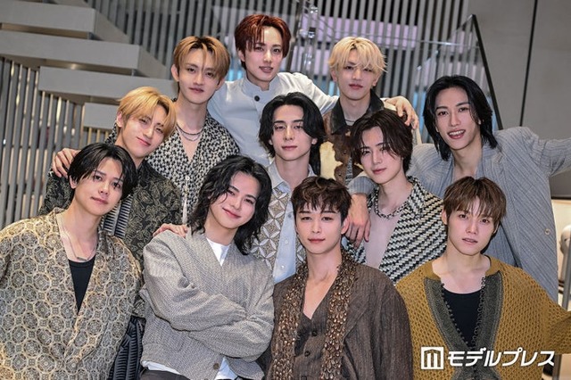 モデルプレスのインタビューに応じたINI（上段左から）田島将吾、尾崎匠海、高塚大夢（中段左から）許豊凡、西洸人、佐野雄大、池崎理人（下段左から）藤牧京介、松田迅、後藤威尊、木村柾哉（C）モデルプレス