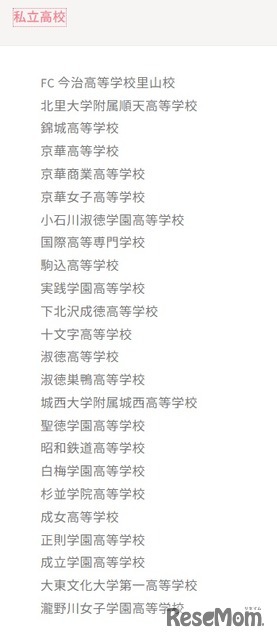 参加校：私立高校