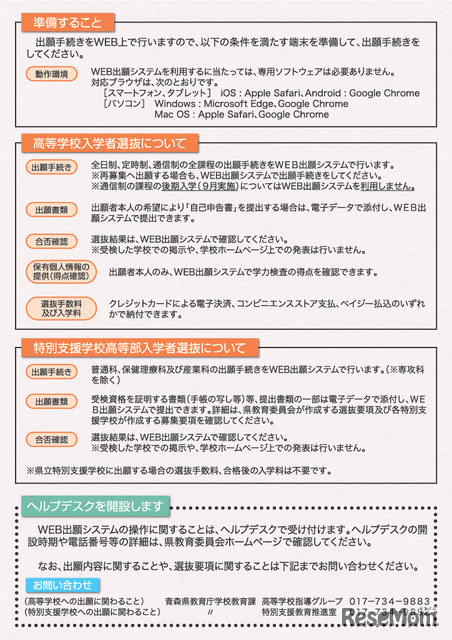 WEB出願システム利用案内リーフレット（県立高等学校・県立特別支援学校高等部入学者選抜）