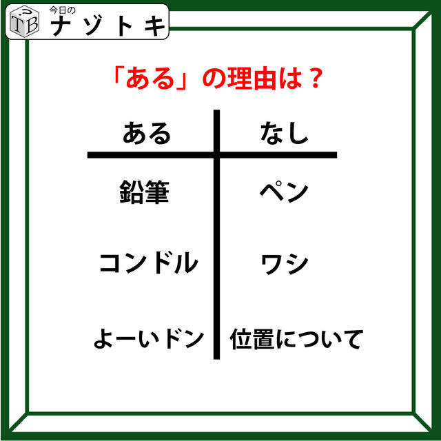 あるなしクイズです！「鉛筆にはあってペンにはない。コンドルにあってワシにない」共通点はなに？【難易度LV２.・甘口】