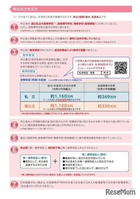 令和8年度東京都育英資金（一般募集、高等学校・高等専門学校・専修学校高等課程）