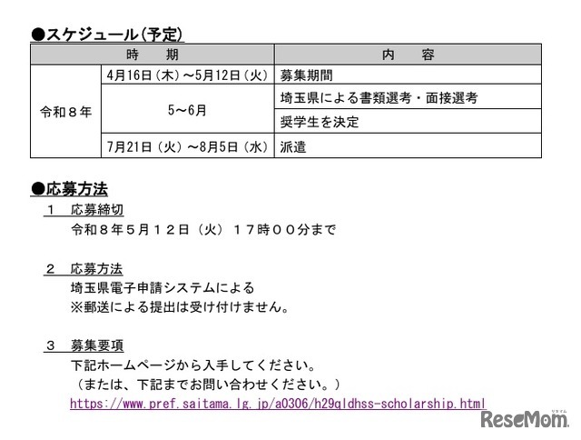 スケジュールと応募方法