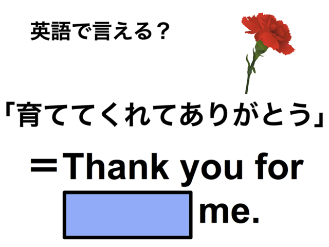 英語で「育ててくれてありがとう」は何て言う？