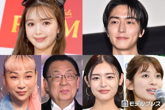 （上段左から）藤田ニコル、稲葉友（下段左から）青山テルマ・梅沢富美男・古畑星夏・山本里菜