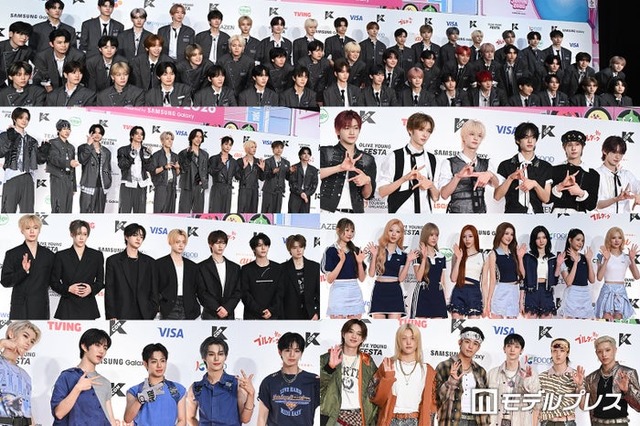 （上から時計回りに）「PRODUCE 101 JAPAN 新世界」練習生、TWS、Hearts2Hearts、P1Harmony、EVNNE、ALPHA DRIVE ONE、INI（C）モデルプレス