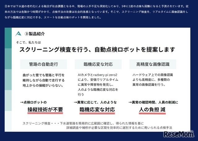 豊田工業高等専門学校チームの作品「Pipe Eye」