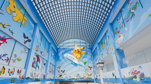 のと里山ポケモン・ウィズ・ユー空港2階 吹き抜け部分（C）Pokemon. （C）Nintendo/Creatures Inc. /GAME FREAK inc. ポケットモンスター・ポケモン・Pokémonは任天堂・クリーチャーズ・ゲームフリークの商標です。