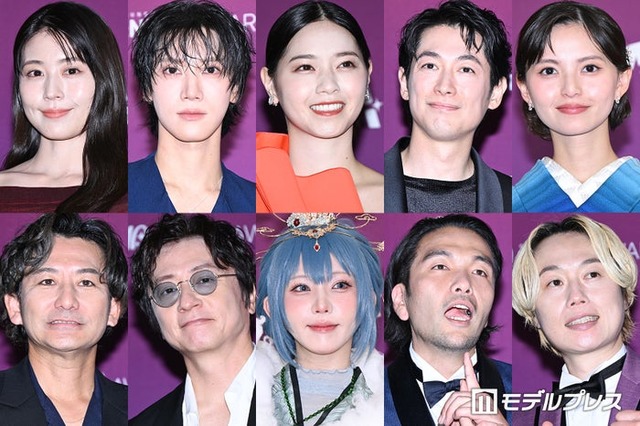 「クランチロール・アニメアワード2026」オレンジカーペットに登場した（上段左から）有村架純、テン、西野七瀬、ディーン・フジオカ、齋藤飛鳥（下段左から）新藤晴一、岡野昭仁、えなこ、盛山晋太郎、リリー（C）モデルプレス