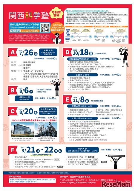 2026年度「第21回女子中高生のための関西科学塾」