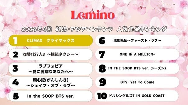 4月の韓流・アジア人気作品ランキング（C）Lemino