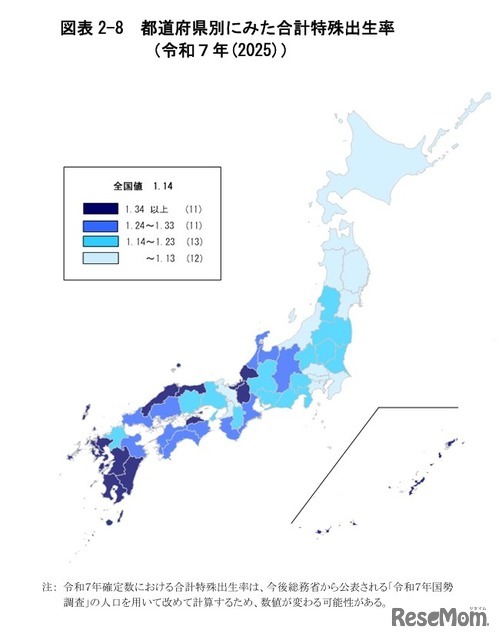 都道府県別にみた合計特殊出生率