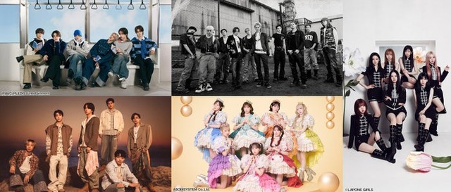 （上段左から）TWS、TREASURE／（下段左から）BEFIRST、FRUITS ZIPPER／（右端）ME:I（C）フジテレビ