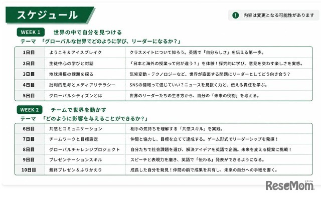 スケジュール