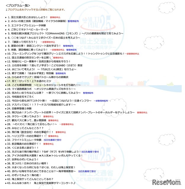 プログラム一覧