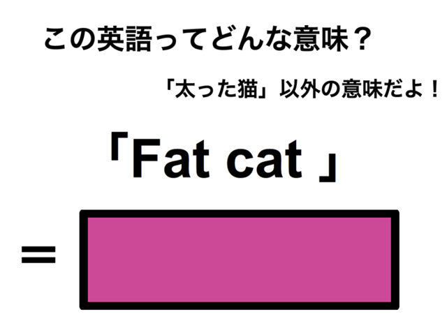 この英語ってどんな意味？「Fat cat」