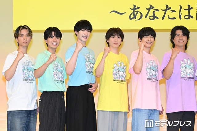 「24時間テレビ49-愛は地球を救う-」制作発表会見に登場した田中樹、高地優吾、ジェシー、京本大我、松村北斗、森本慎太郎／SixTONES（C）モデルプレス