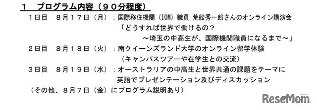 夏休み3DAYs オーストラリアにオンライン留学体験＆現地の仲間と英語で交流しよう！：プログラム