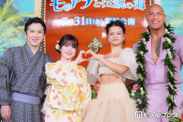 映画「モアナと伝説の海」ジャパンプレミアに出席した尾上松也、TSUZUMI、キャサリン・ランガイア、ドウェイン・ジョンソン（C）モデルプレス