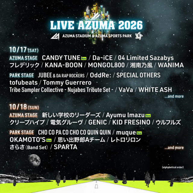 「LIVE AZUMA 2026」第5弾出演アーティスト発表。CANDY TUNE、Ayumu Imazuらがラインナップ