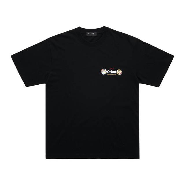 ちいかわ×オリオンビール シーサーのおみやげやさん Tシャツ ブラック_カンパ～イ／©nagano©Uema©Orion