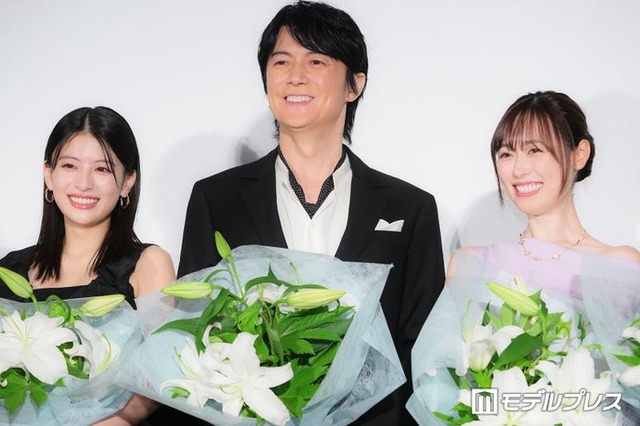 映画『あの星が降る丘で、君とまた出会いたい。』公開記念舞台挨拶に出席した出口夏希、福山雅治、福原遥（C）モデルプレス
