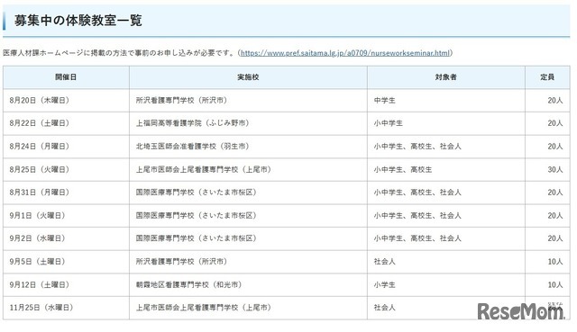 看護のお仕事体験教室