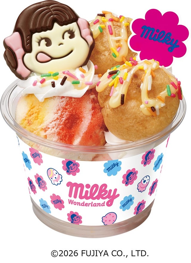 ミルキーシュークリームサンデー850円（C）2026 FUJIYA CO．，LTD．