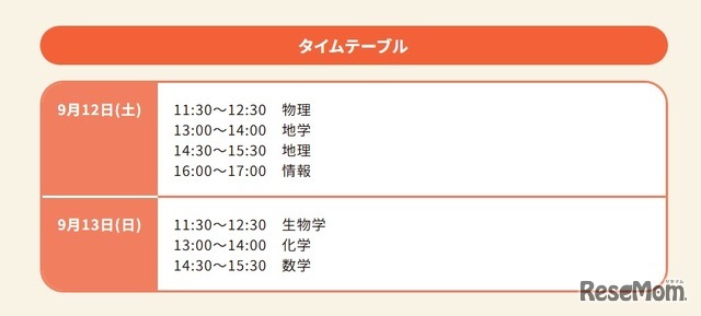 タイムテーブル