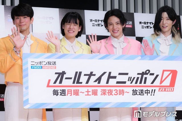 （左から）「オールナイトニッポン0（ZERO）」新パーソナリティ取材会に出席したじん、おヨネ、ケンケン、サカイJr.／モナキ（C）モデルプレス