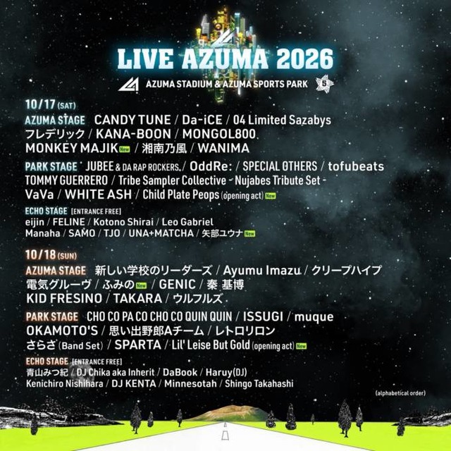 福島最大級の音楽フェス「LIVE AZUMA 2026」最終出演アーティスト発表。ふみの・MONKEY MAJIKらがラインナップ