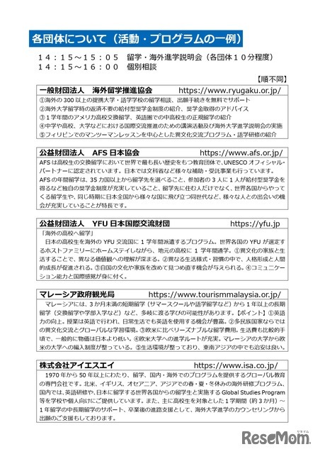 千葉県中学生・高校生留学フェアのチラシ