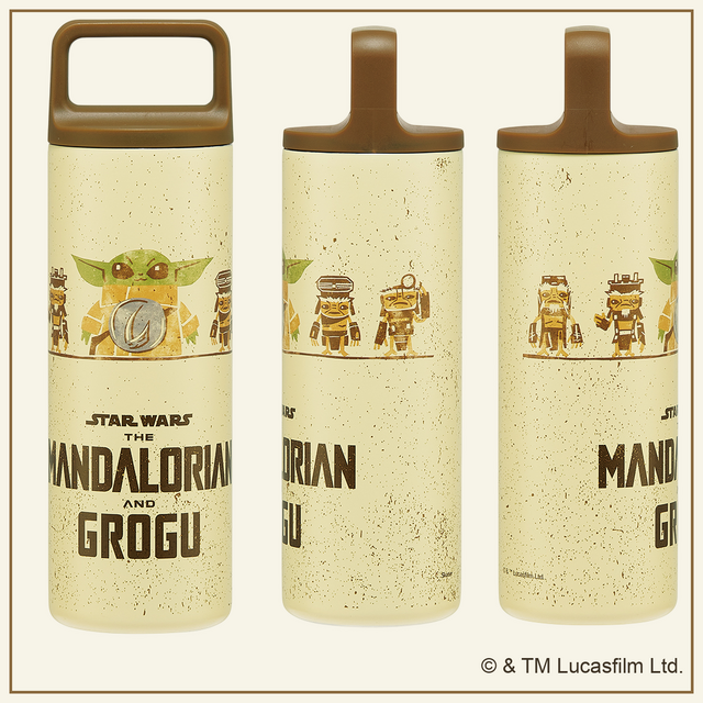 「スクエアハンドル付きステンレスマグボトル450ml マンダロリアン＆グローグー」© & TM Lucasfilm Ltd