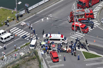 保育園児らが死傷した大津市の事故現場＝2019年5月