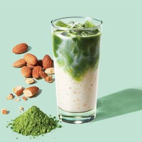 スタバ「抹茶 & クラッシュ アーモンドミルク ティー ラテ」美しい2層&フローズン仕立ての人気ラテが復活 画像