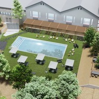 香川に全35室のアウトドアホテル「CRAFT HOTEL 瀬戸内」2024年開業、サウナや非日常感漂うパティオ整備 画像