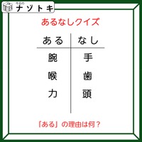 あるなしクイズです!「腕にあって手にない。喉にあって歯にない」あるの共通点とは?【難易度LV3.・中辛】 画像