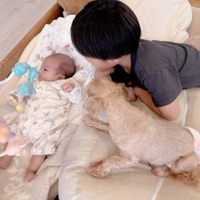 辻希美、生後1ヶ月次女に三男&愛犬が寄り添うほっこりSHOT披露「仲良し」「可愛い」 画像