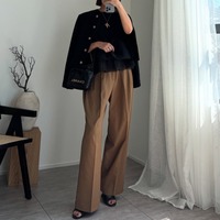 トレンドの「透け感ドット」を投入。黒×ブラウンコーデが今っぽく華やかに【40代の毎日コーデ】 画像