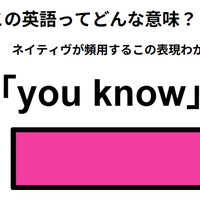 この英語ってどんな意味？「you know」 画像