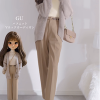 定番【GU】ユニセックスカーデが万能！ベージュで淡色ワントーンにしてみたら……【40代の毎日コーデ】 画像