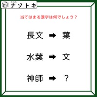 クイズです！「長文→葉、水葉→文のとき、神師なら→のあとに入る文字は？」ヒントは12個あるアレ！【難易度LV３.・中辛】 画像