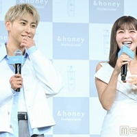 AAA與真司郎・宇野実彩子、同時に新ヘア初公開 與は「6～7年ぶり」ブロンドに・宇野は美スタイル際立つドレス姿 画像