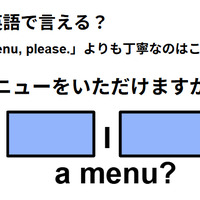 英語で「メニューをいただけますか？」は何て言う？ 画像