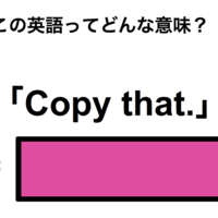 この英語ってどんな意味？「Copy that.」 画像