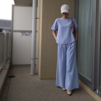 49歳中受ママが【GUマネキン買い】で上下2,780円セットアップ「若作りにならないか心配だった」ブルーを選んだ結果 画像